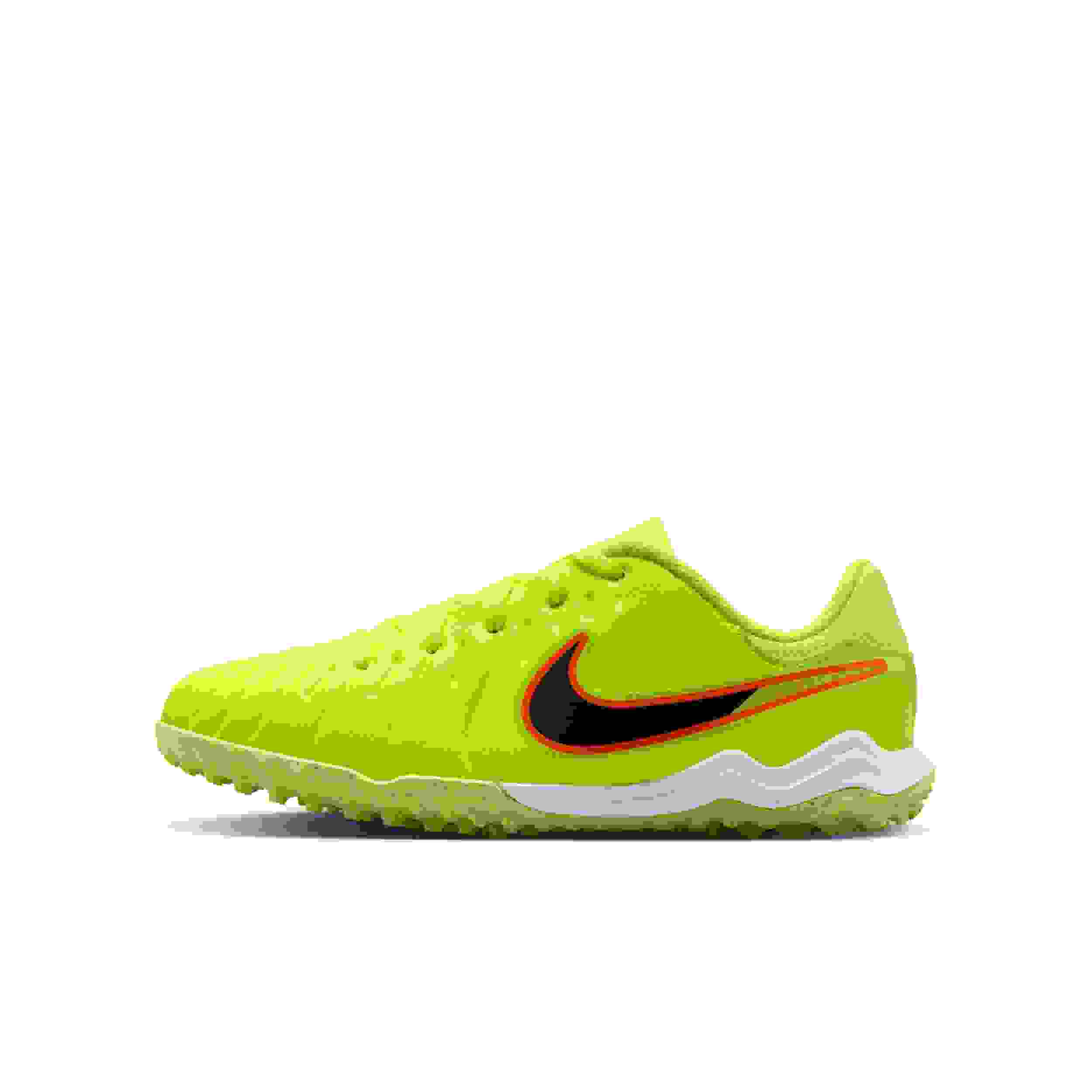 Nike Jr. Tiempo Legend 10 Academy Turf Grade School Kids' "Volt/Black" Soccer Shoe